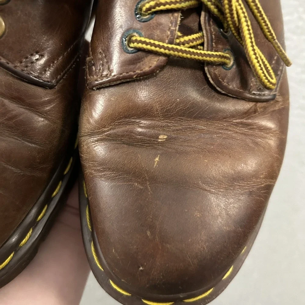Doc Marten Shoes Size 3 Brown Leather Kids Boys Junior 1461 Made In England